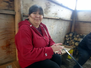 Annie making bannock