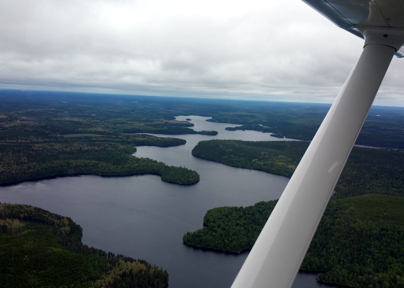 Pretty much all you see from the air is lakes and trees, and trees and lakes. 