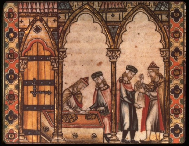 Jewish moneylender as depicted by medieval artist. 